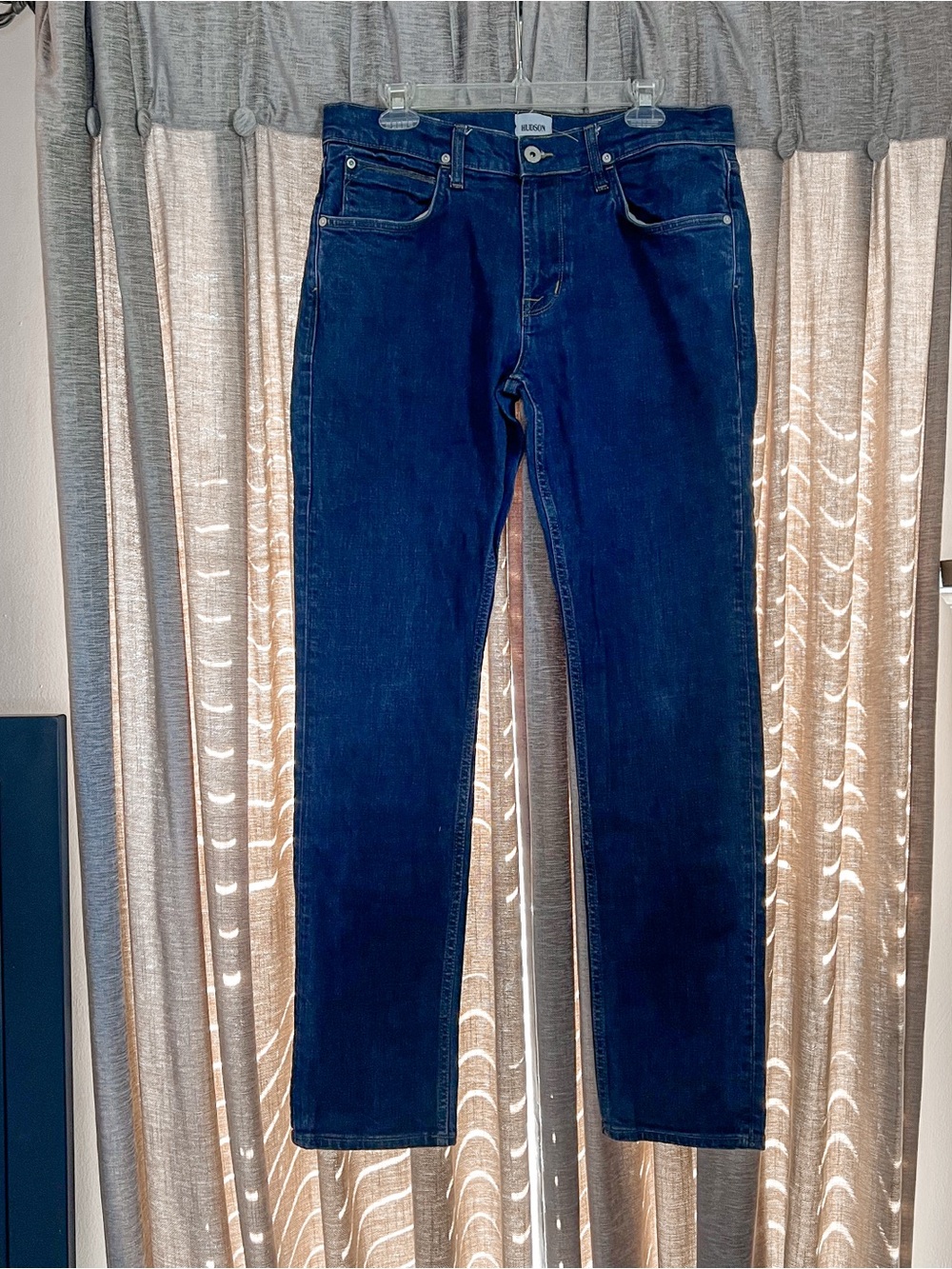 Hudson Blake Slim Straight Zip Fly Dark Blue Proof Wash Jeans Size 34
